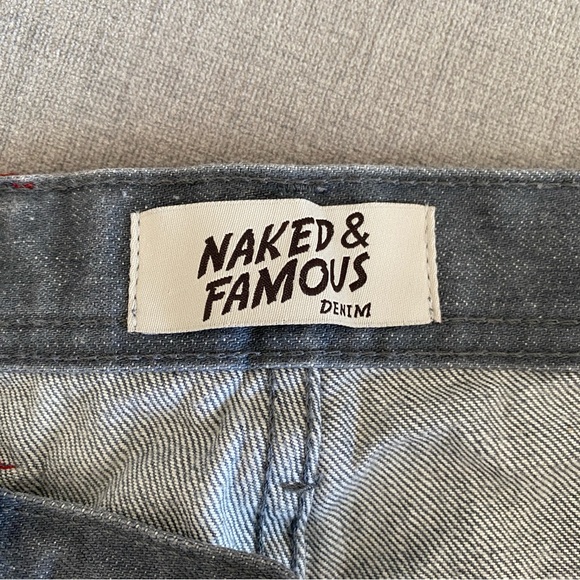 Naked & Famous Weird Guy Grey Selvedge Raw Denim Jeans Mens Sz 30 - Picture 9 of 14